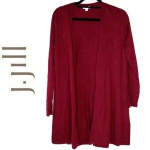 J.JILL KNIT OPEN CARDIGAN - RED